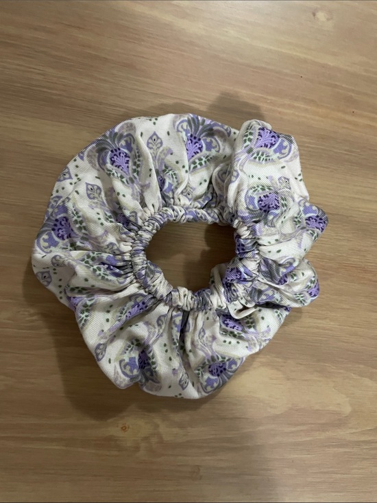 Accessories - Lavender Paisley Fabric Scrunchie - Women's Hair Accessory
